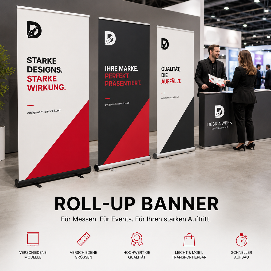 Roll-Up Banner Ratgeber – Materialien, Größen, Einsatzbereiche & Kaufberatung
